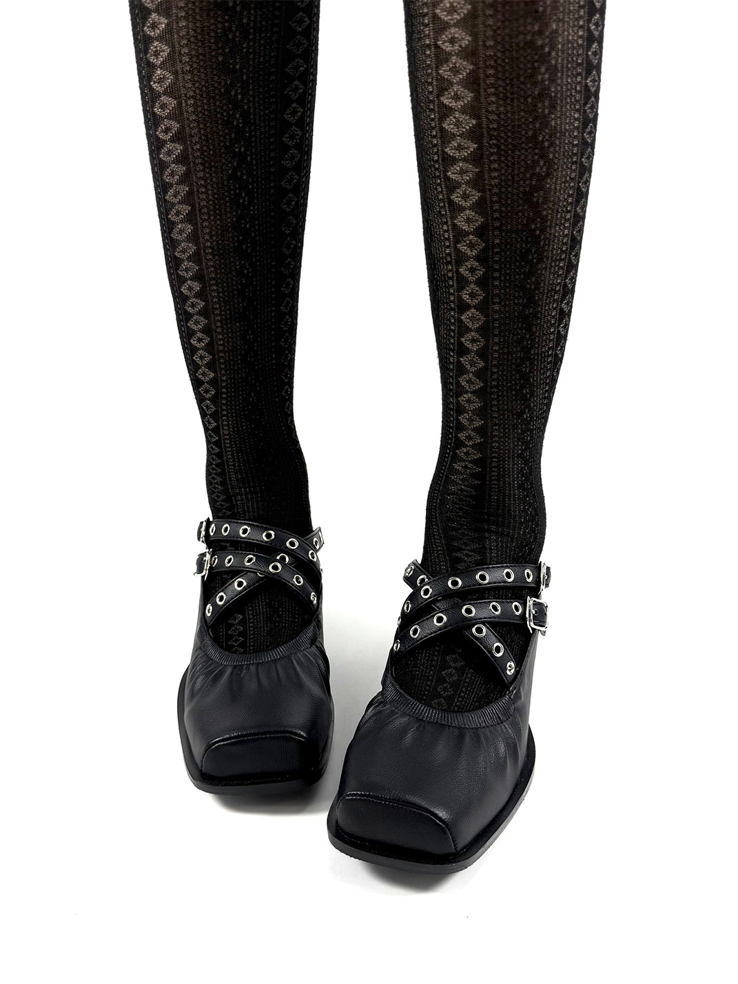Multi-Strap Square-Toe Mary Jane Flats - View 2