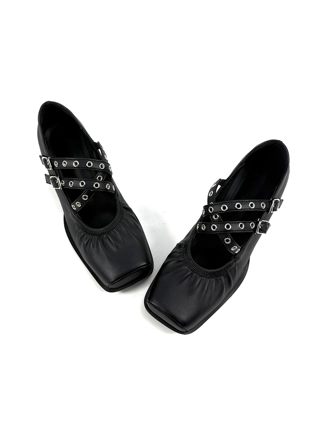 Multi-Strap Square-Toe Mary Jane Flats - View 8
