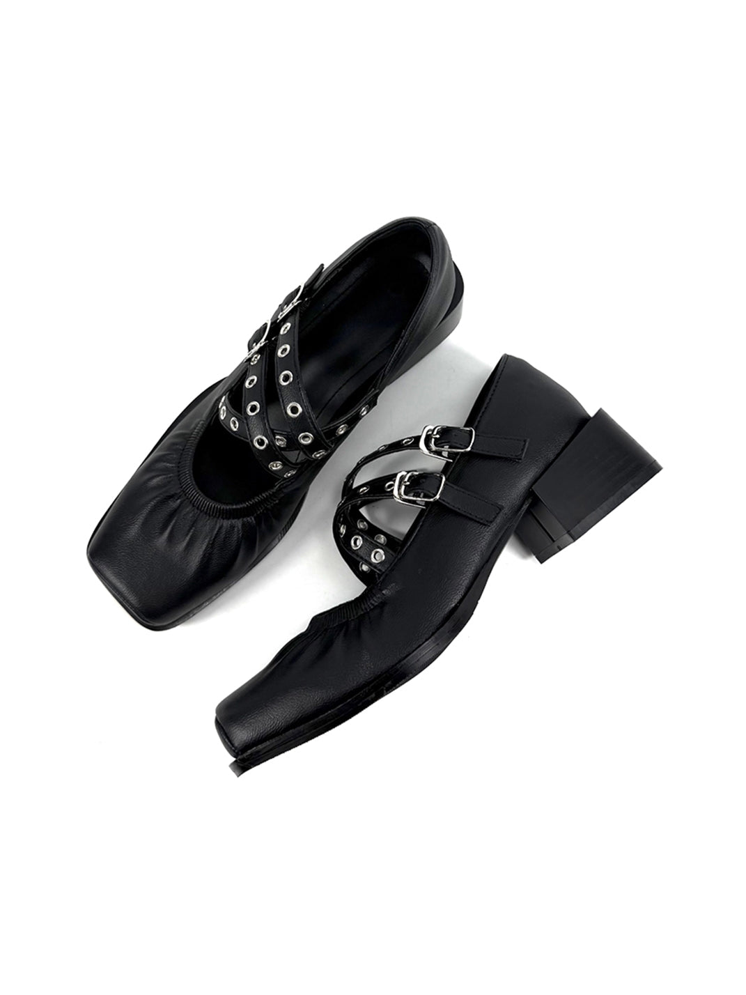 Multi-Strap Square-Toe Mary Jane Flats - View 9