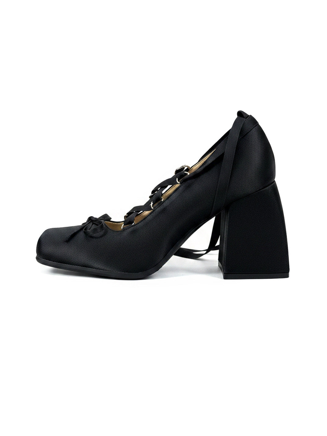 Bow-Tied Satin 9 cm Mary Jane Pumps