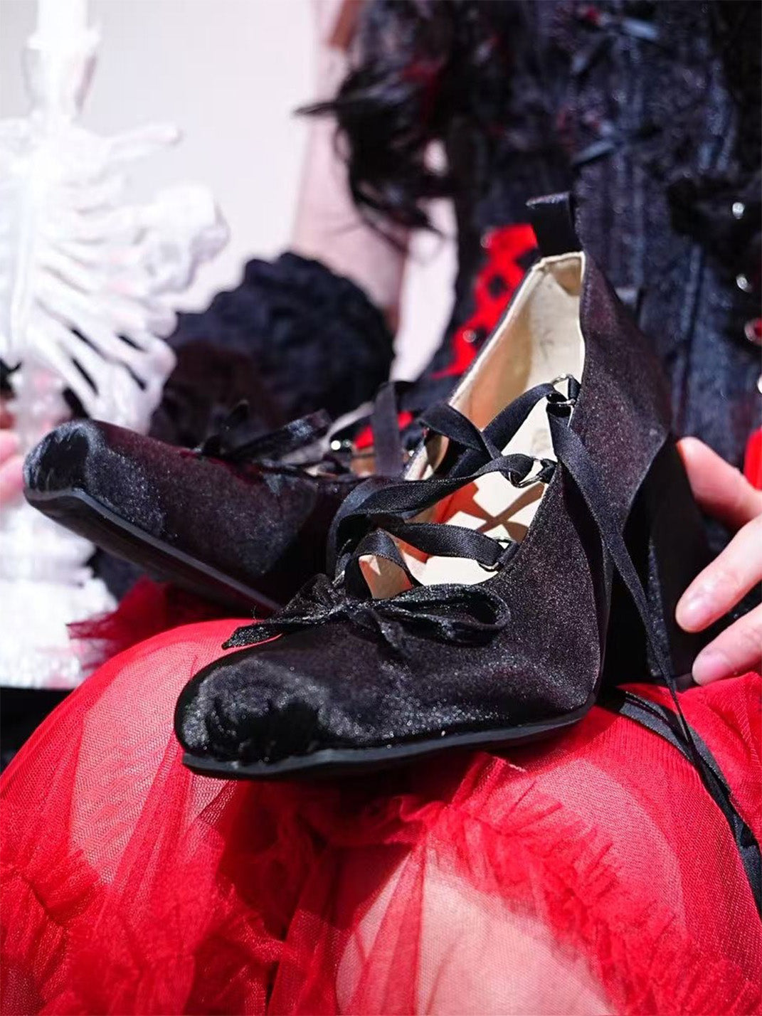 Bow-Tied Satin 9 cm Mary Jane Pumps - View 4