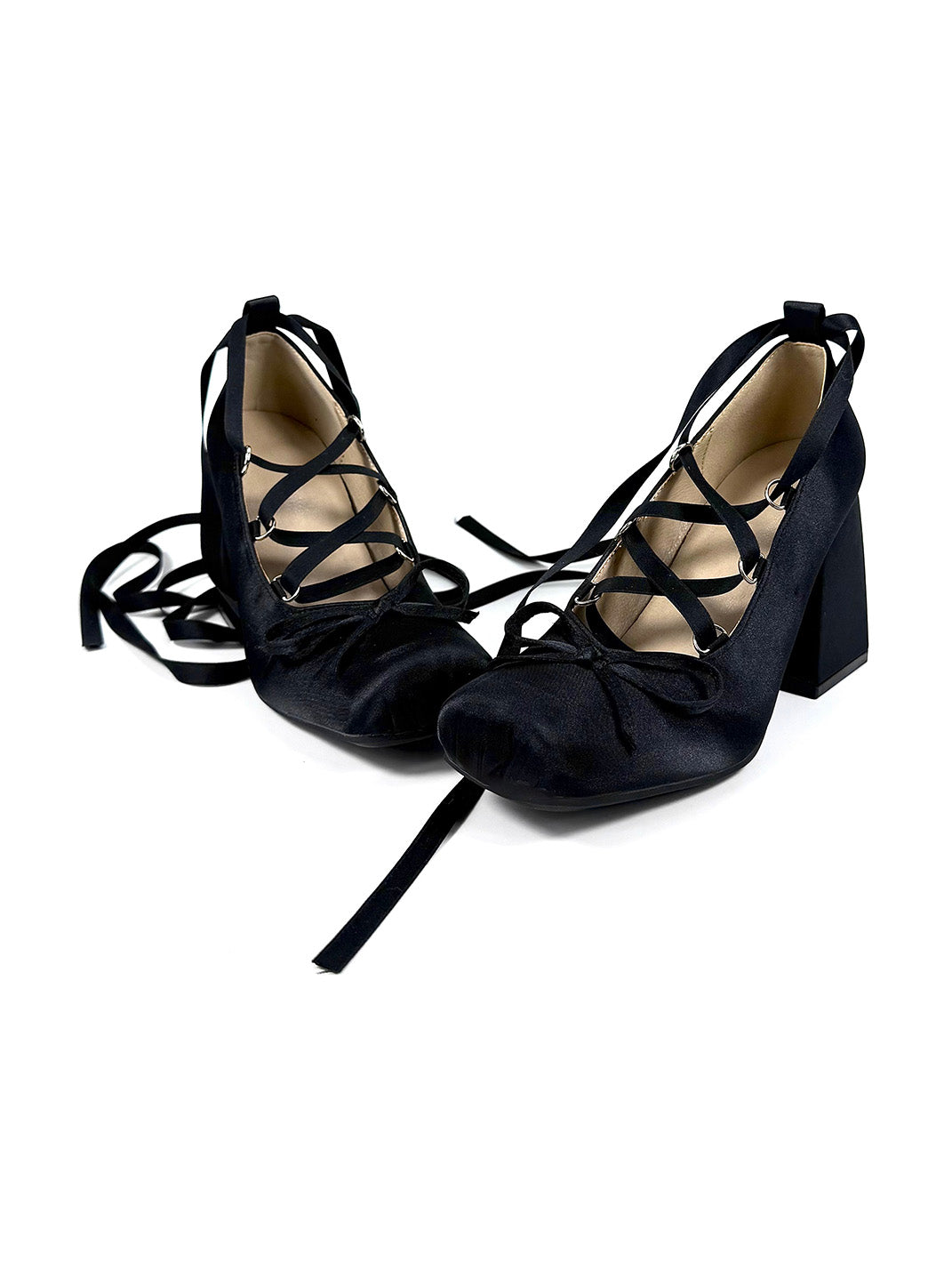 Bow-Tied Satin 9 cm Mary Jane Pumps - View 7