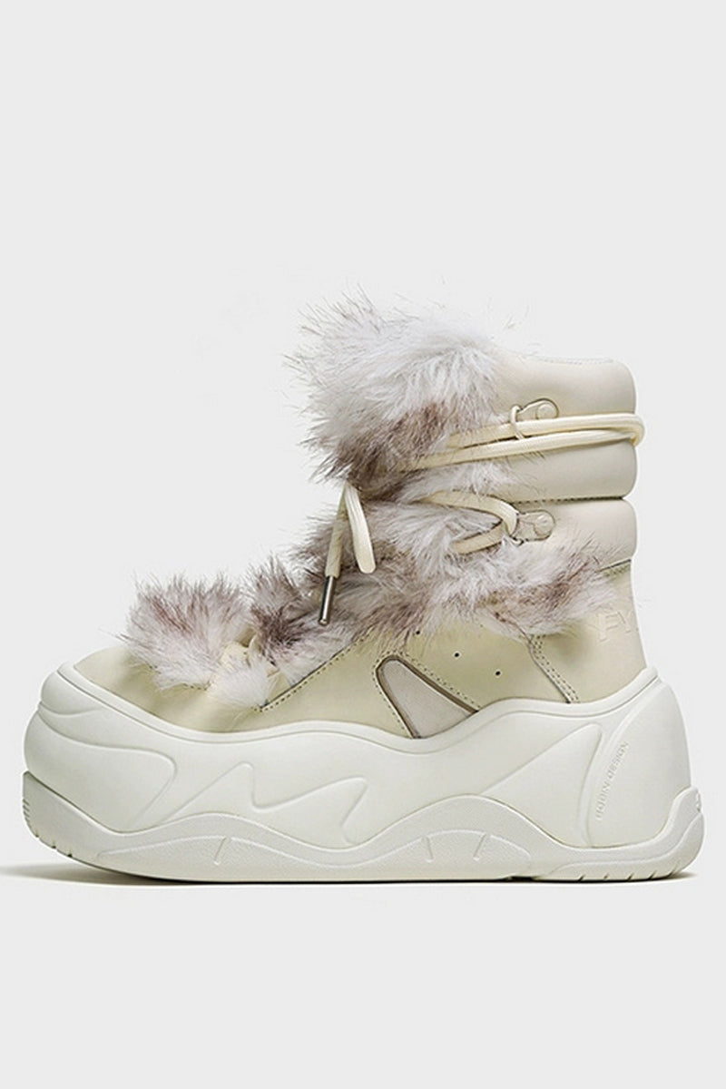 Plush-Trimmed Winter Boots - Cozy Beige Waterproof Snow Footwear