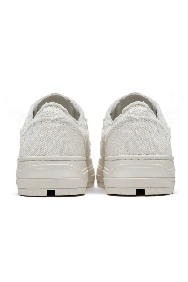 Textured Lace Platform Sneakers Triple White