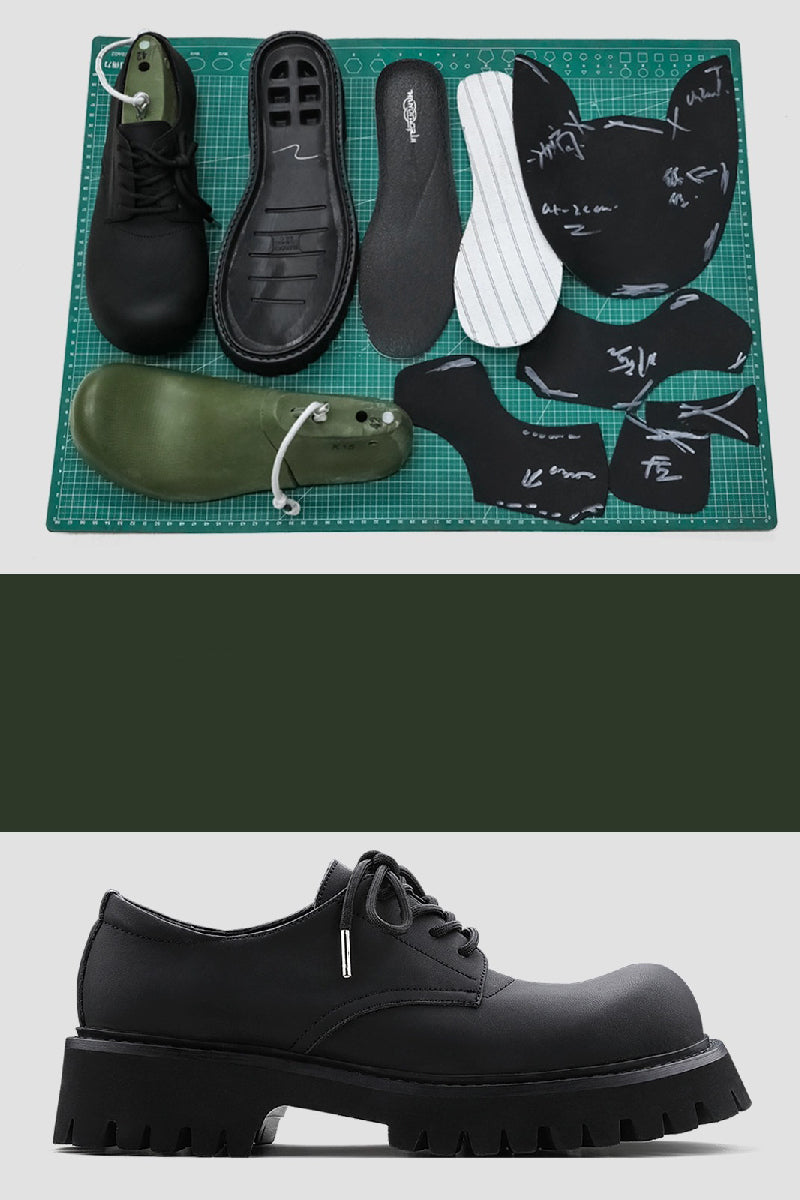 Carbon Black Chunky Platform Derby Shoes