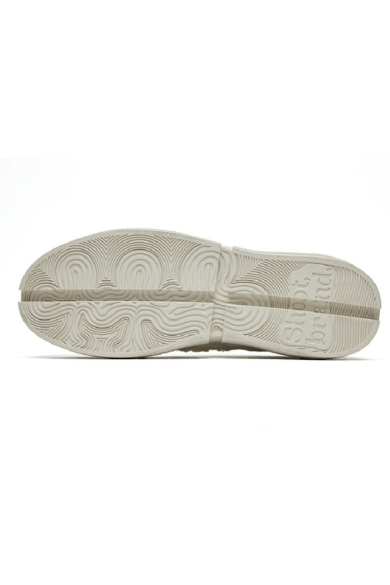 Textured Lace Platform Sneakers Triple White