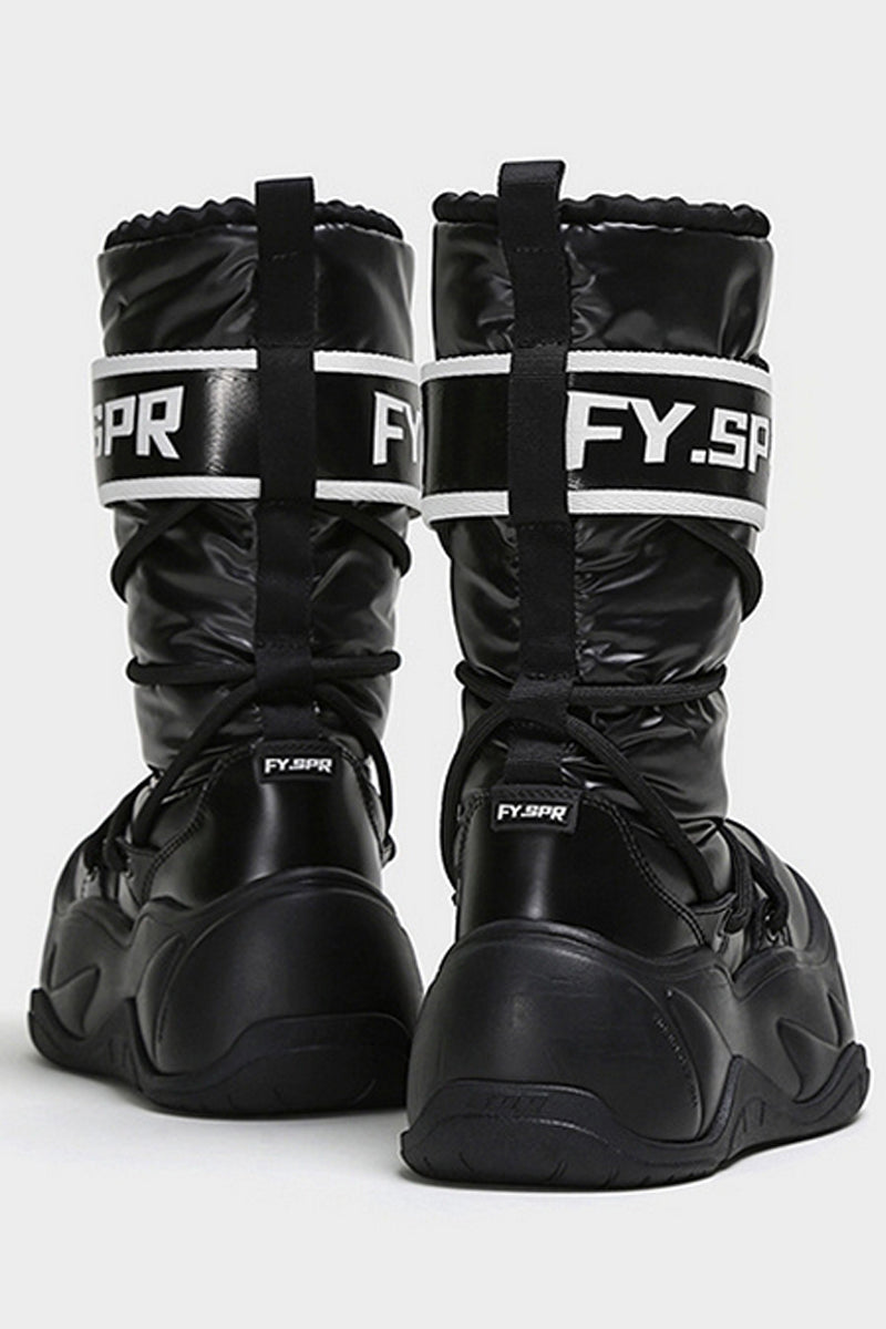 Black Puffer Platform Mid Calf Boots
