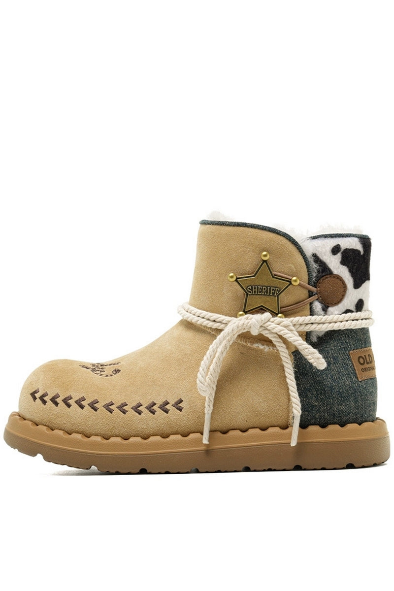 Sheriff Star Ankle Boots Beige