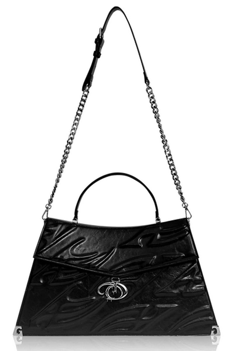 Marble Print Chain Flap Handbag