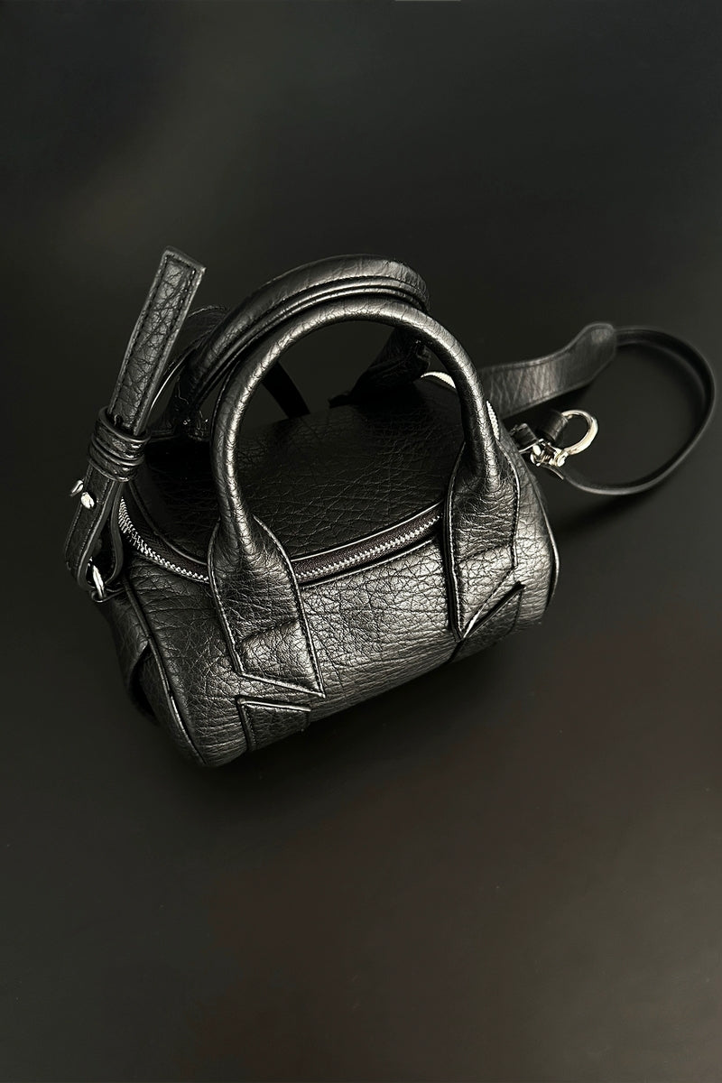 Black Mini Barrel Crossbody Bag