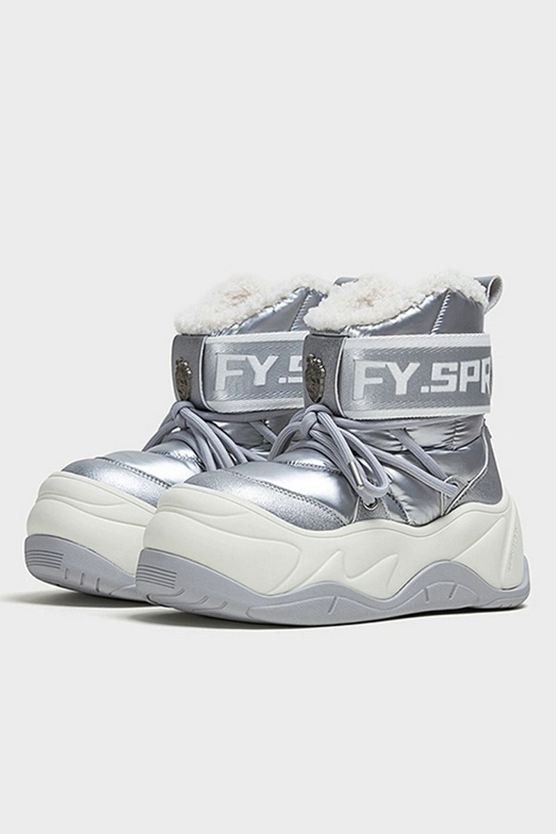 Metallic Waterproof Snow Boots - Plush-Lined Winter Footwear