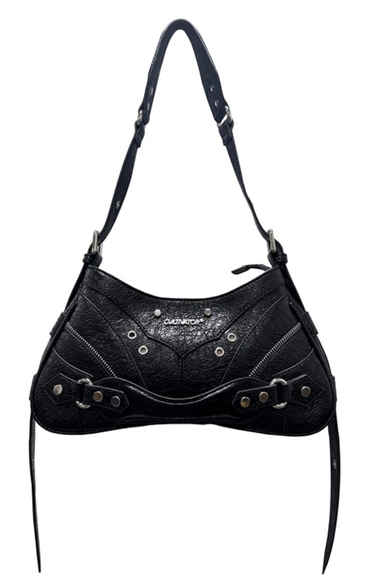 Textured Studded Shoulder Bag