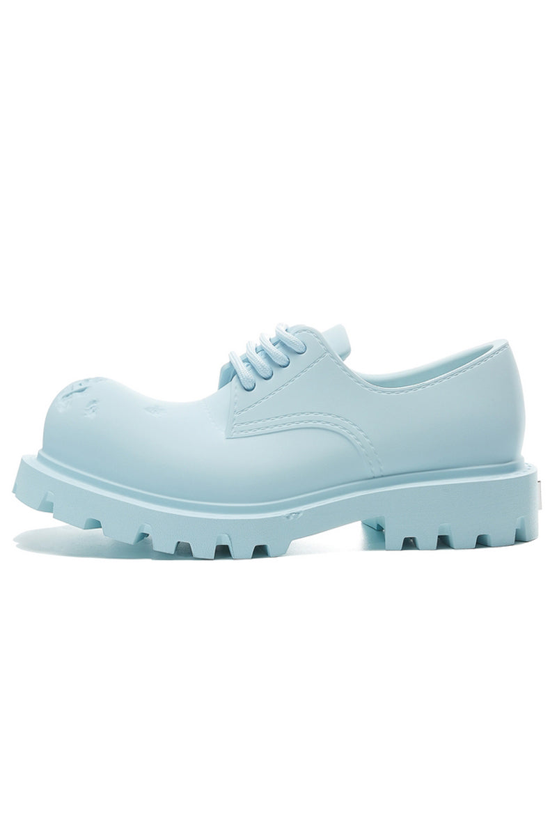 Light Blue Platform Derby Shoes with Lug Sole