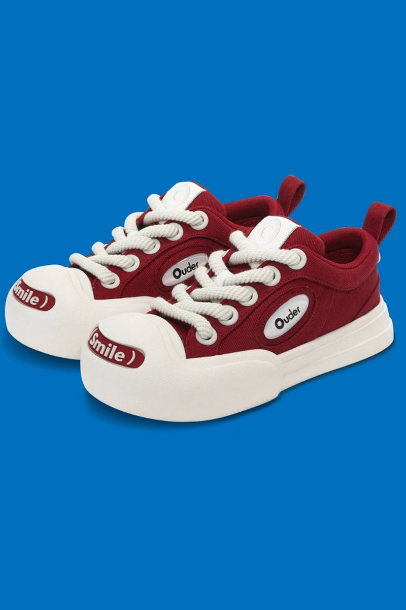 Red and White Canvas Low-Top Sneakers