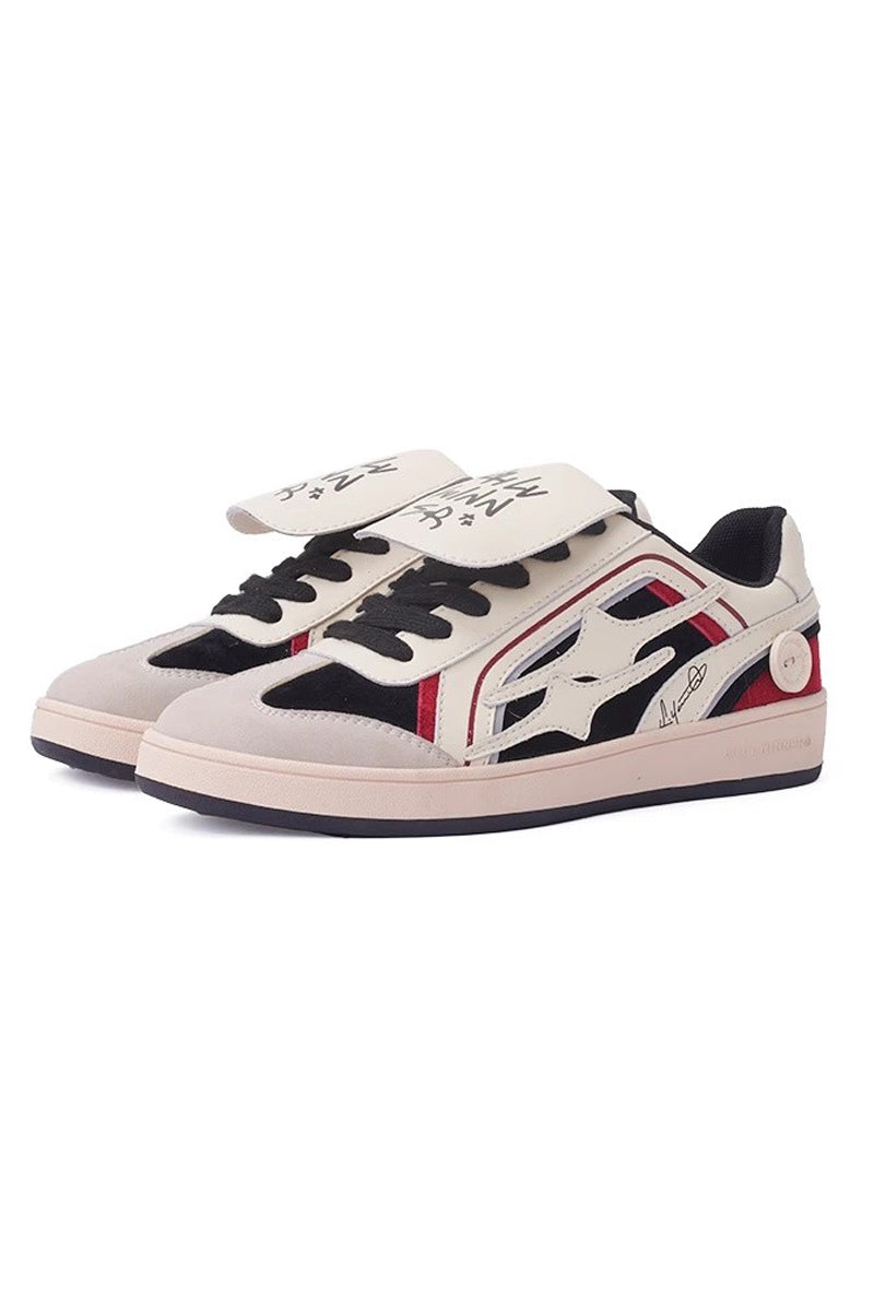 White Black Red Velcro Sneakers