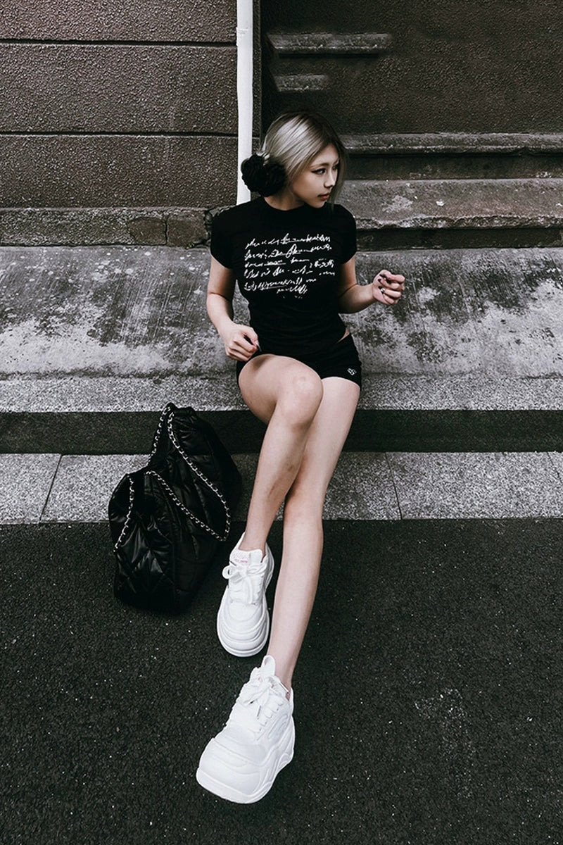 All White Platform Wave Chunky Sneakers