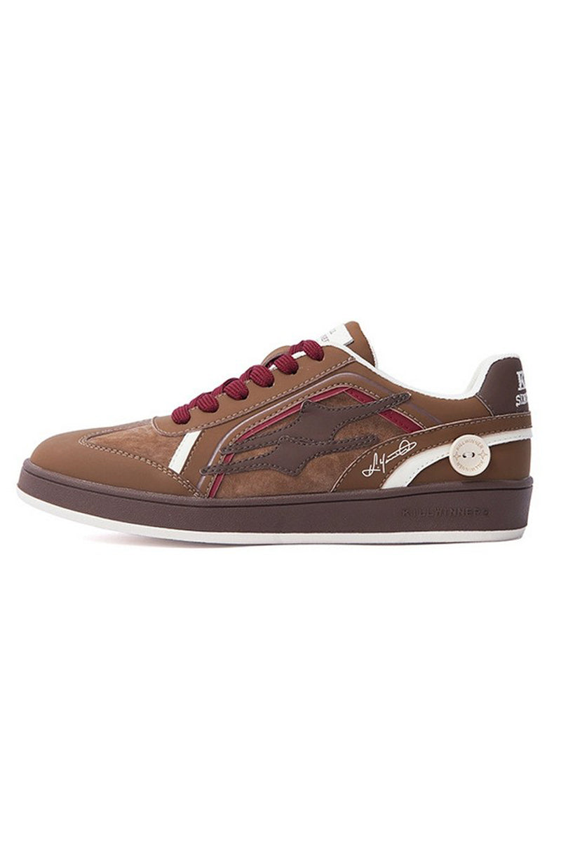 Brown Burgundy Leather Court Sport Sneakers