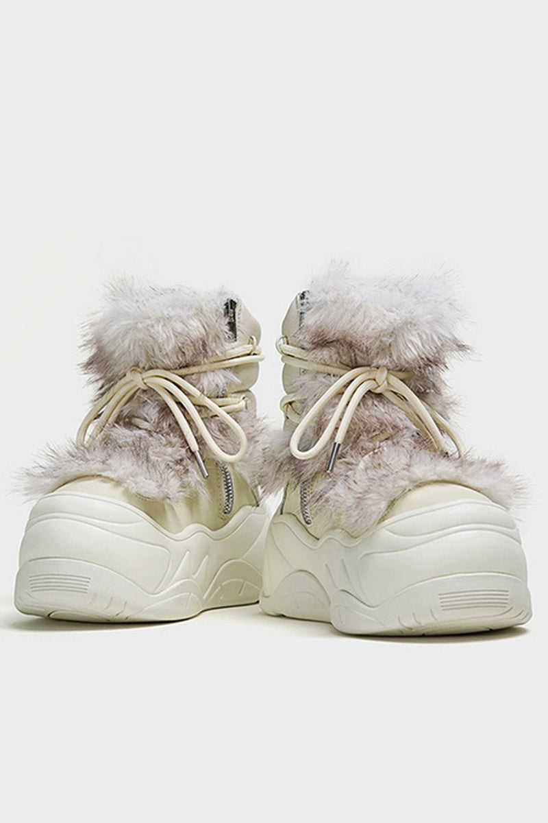 Plush-Trimmed Winter Boots - Cozy Beige Waterproof Snow Footwear