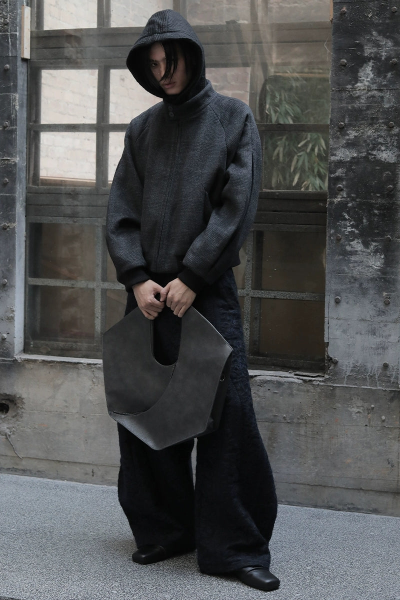 Black Geometric Hobo Shoulder Bag