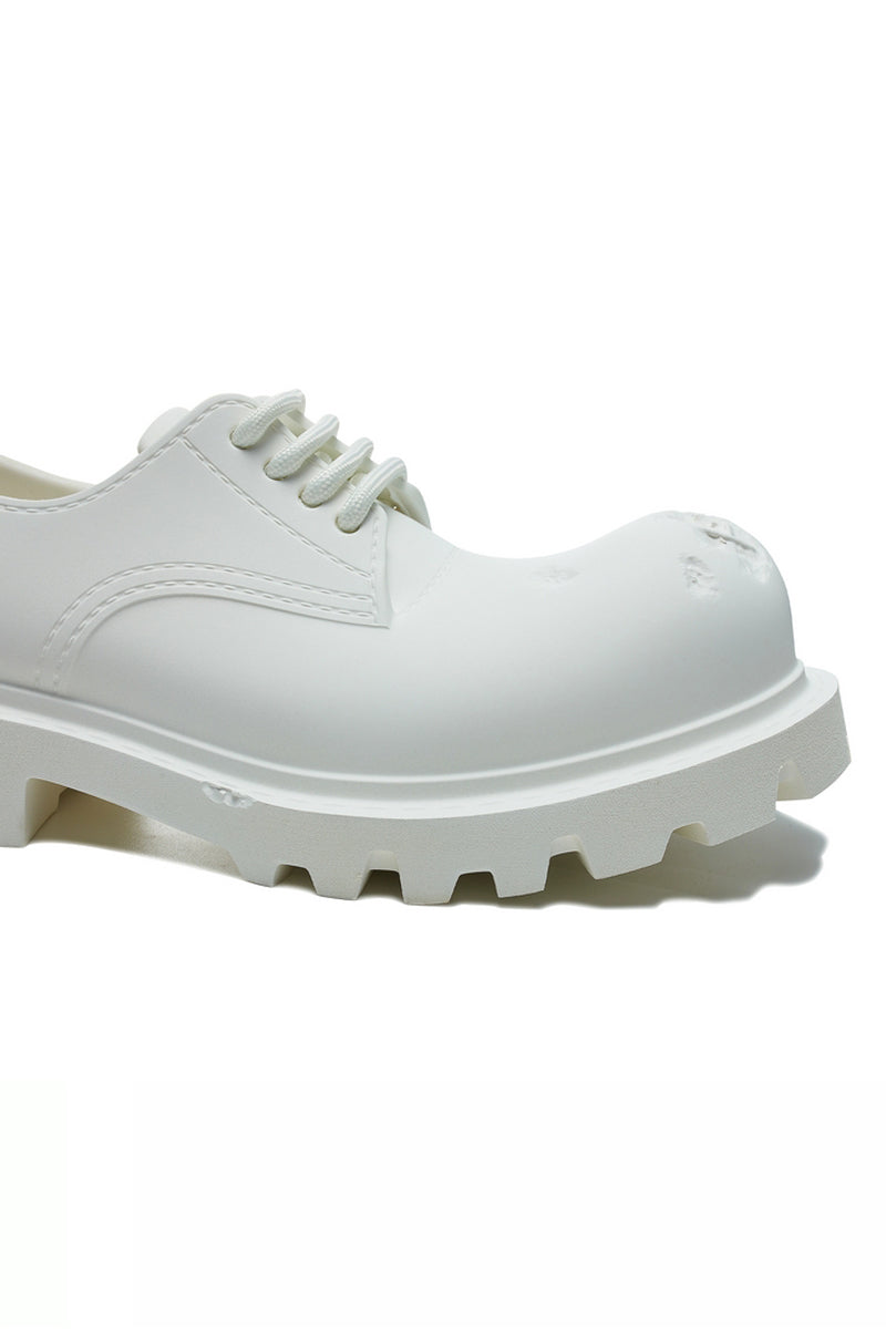 White Platform Derby Shoes with Lug Sole
