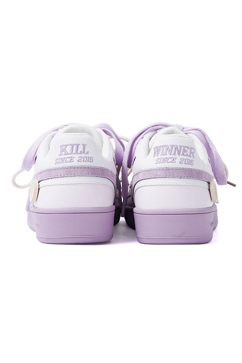 Lavender White Suede Court Tennis Sneakers