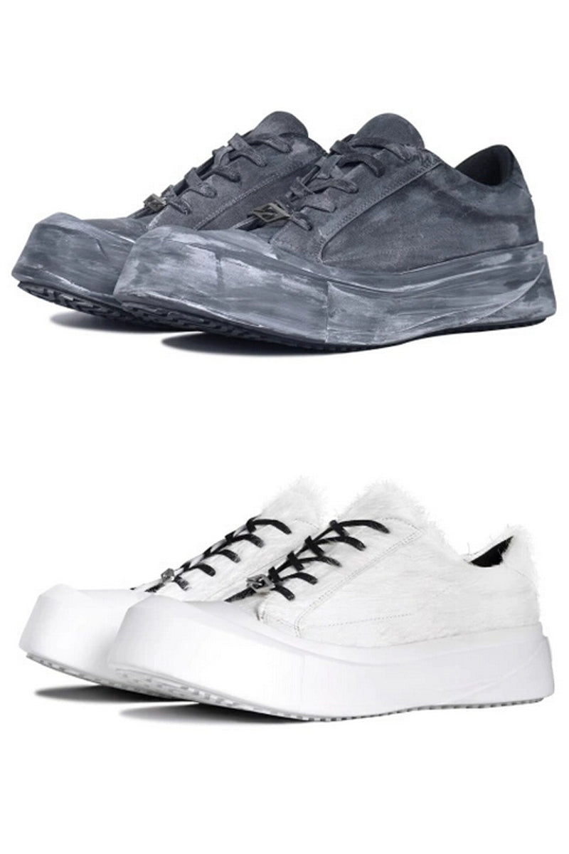 Suede Platform Distressed Sneakers