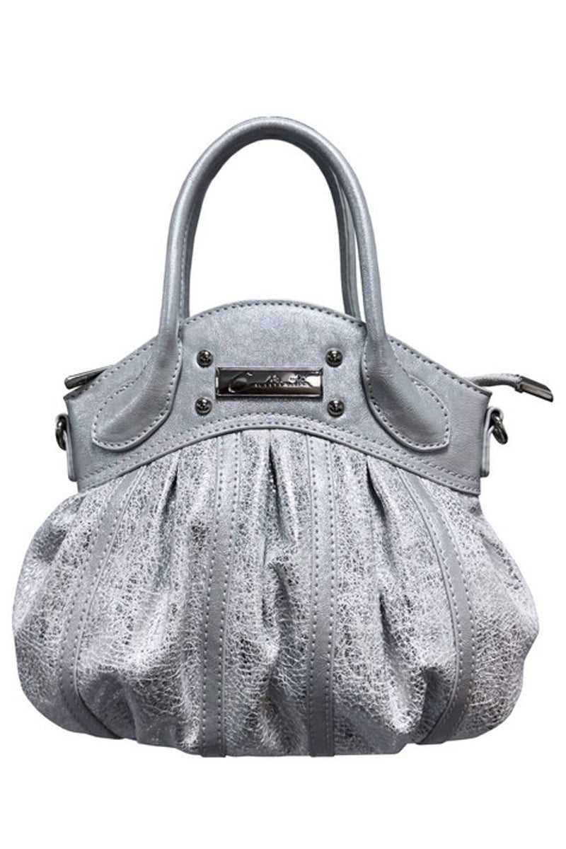 Metallic Pleated Satchel Handbag