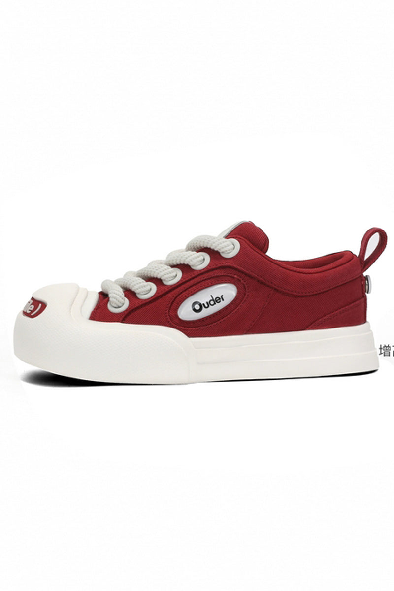 Red and White Canvas Low-Top Sneakers