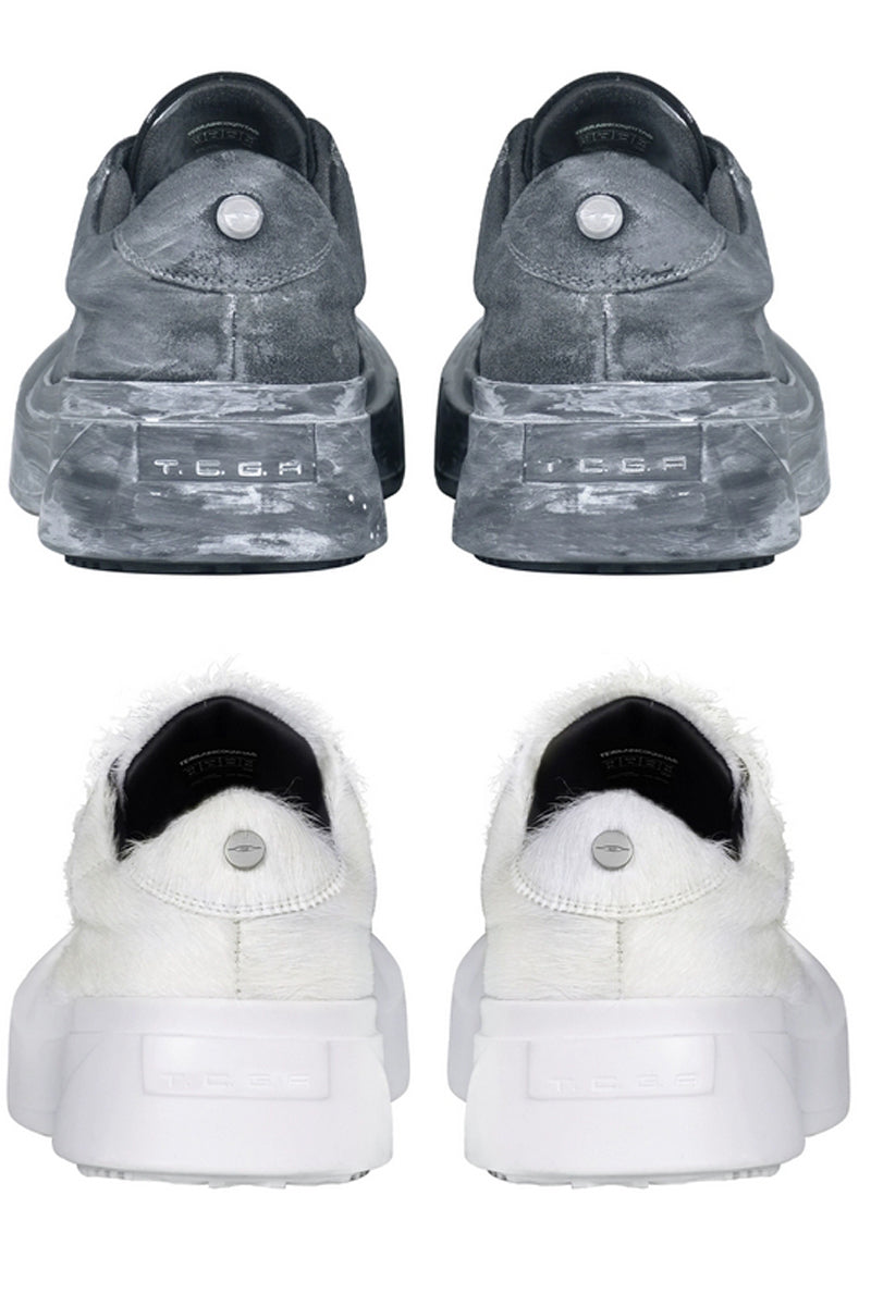 Suede Platform Distressed Sneakers