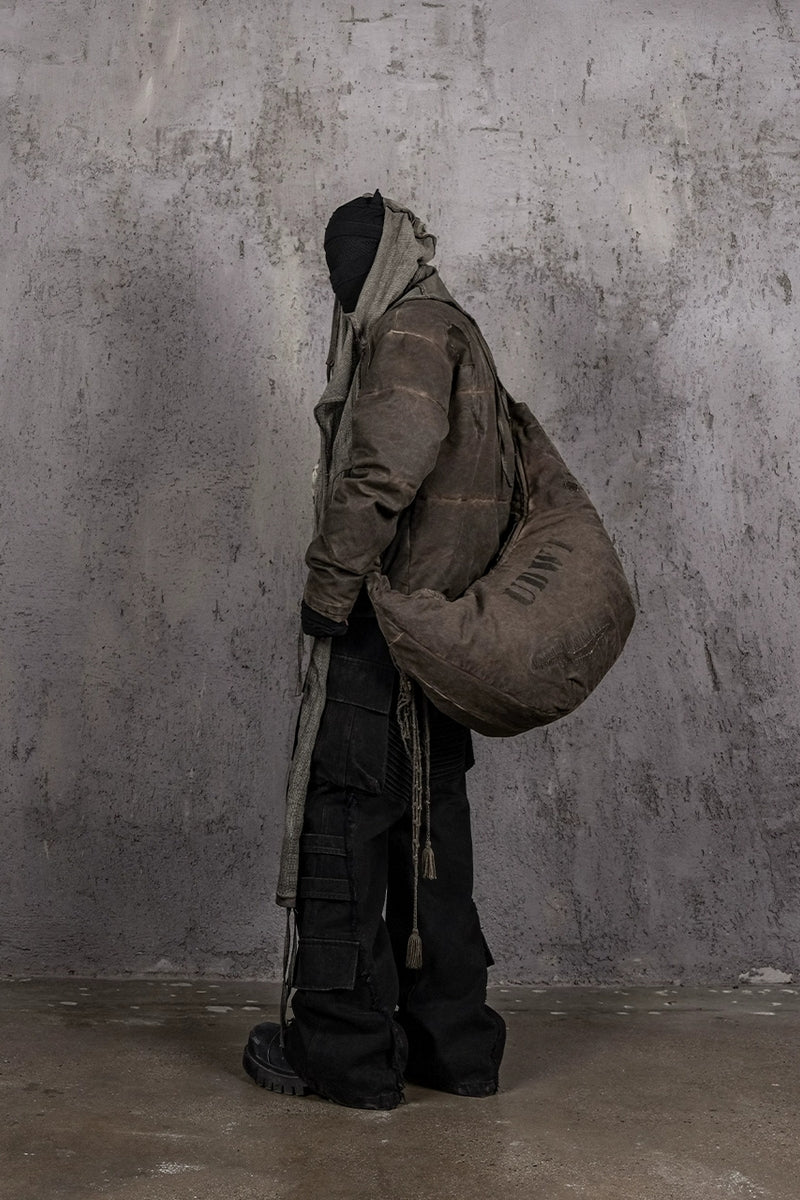Vintage Distressed Canvas Backpack - Oversized Brown Travel Rucksack