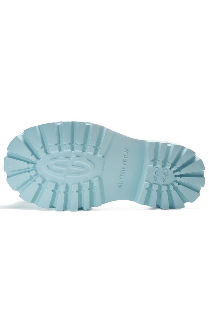 Light Blue Platform Derby Shoes with Lug Sole