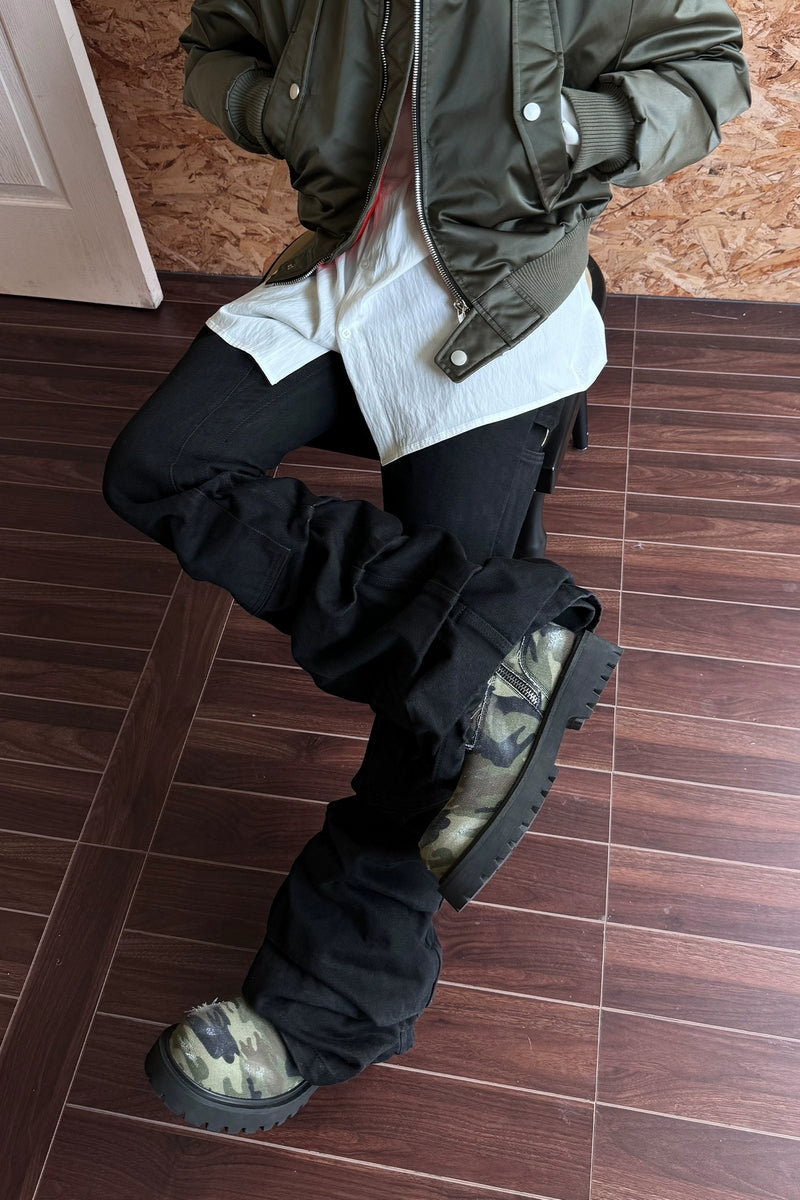 Camo Print Canvas Combat Boots