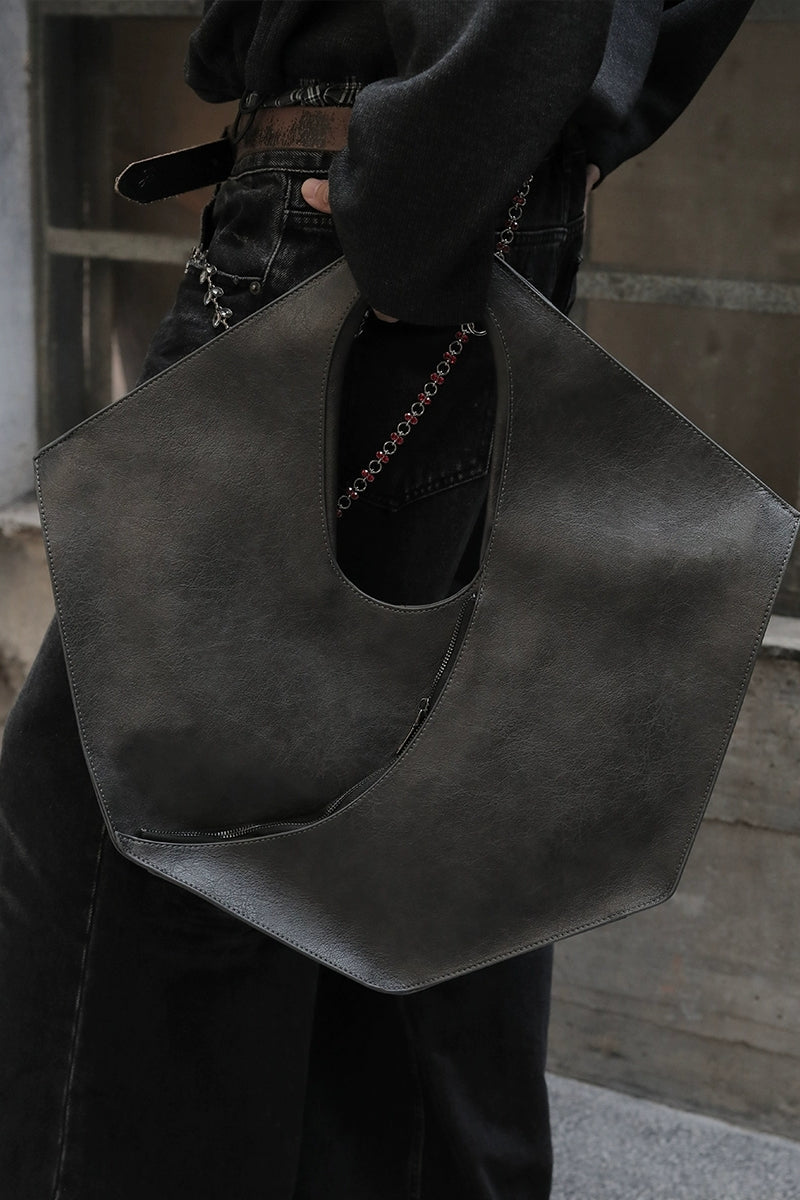 Black Geometric Hobo Shoulder Bag