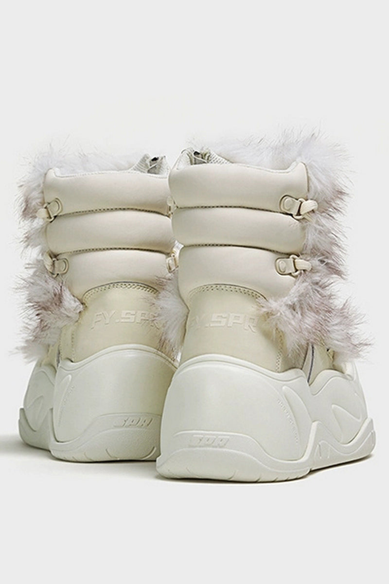 Plush-Trimmed Winter Boots - Cozy Beige Waterproof Snow Footwear