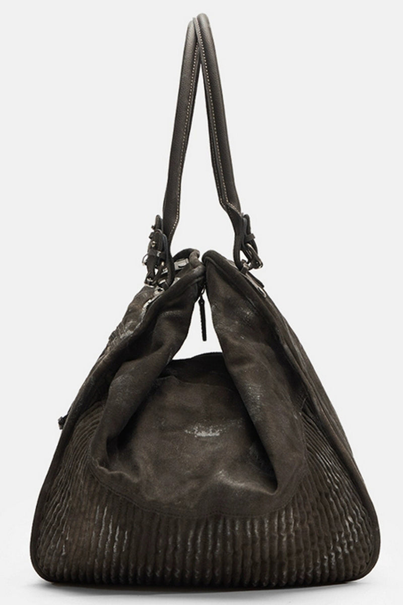 Distressed Hexagon Leather Shoulder Bag