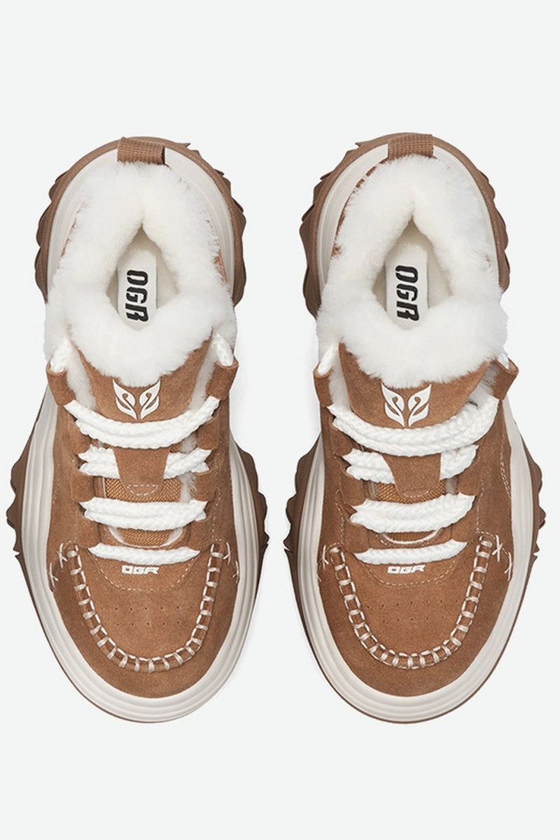 Brown Suede Chunky Platform Sneakers