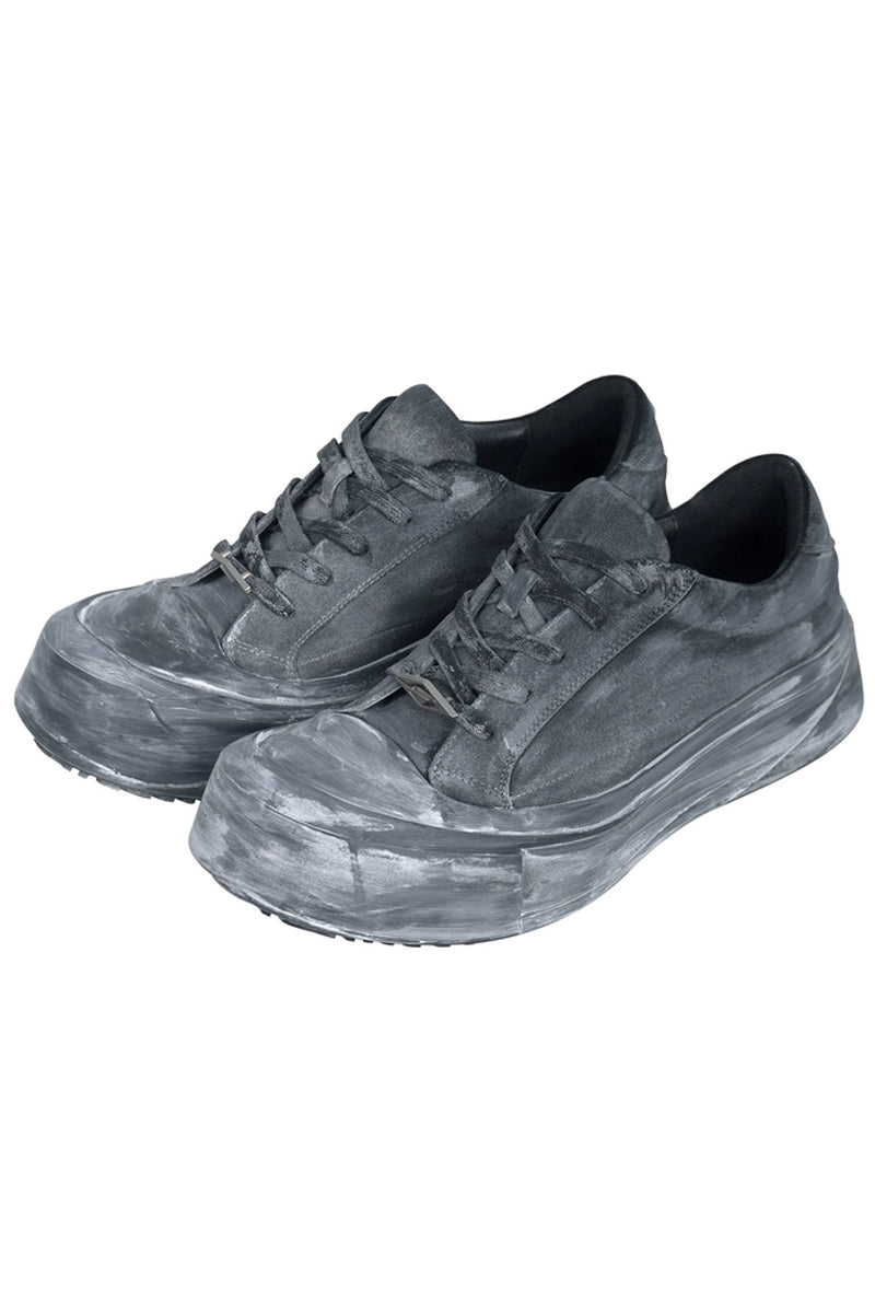 Suede Platform Distressed Sneakers