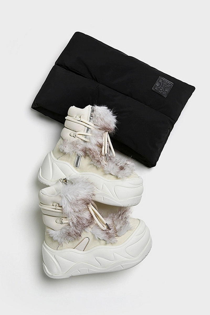 Plush-Trimmed Winter Boots - Cozy Beige Waterproof Snow Footwear