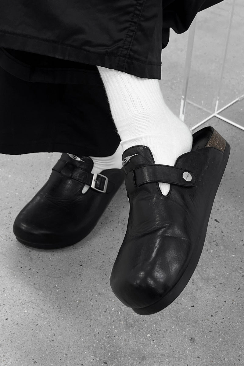 Buckle Cork Sole Clogs