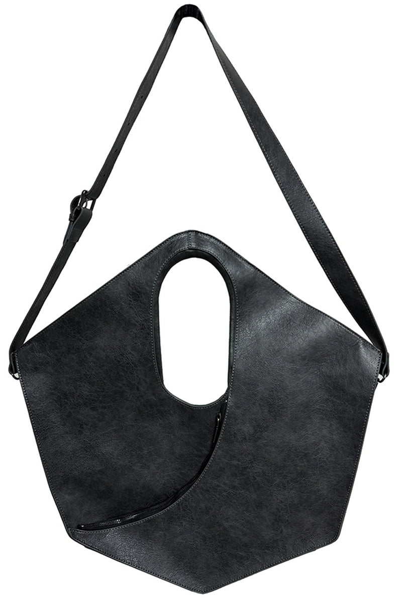 Black Geometric Hobo Shoulder Bag