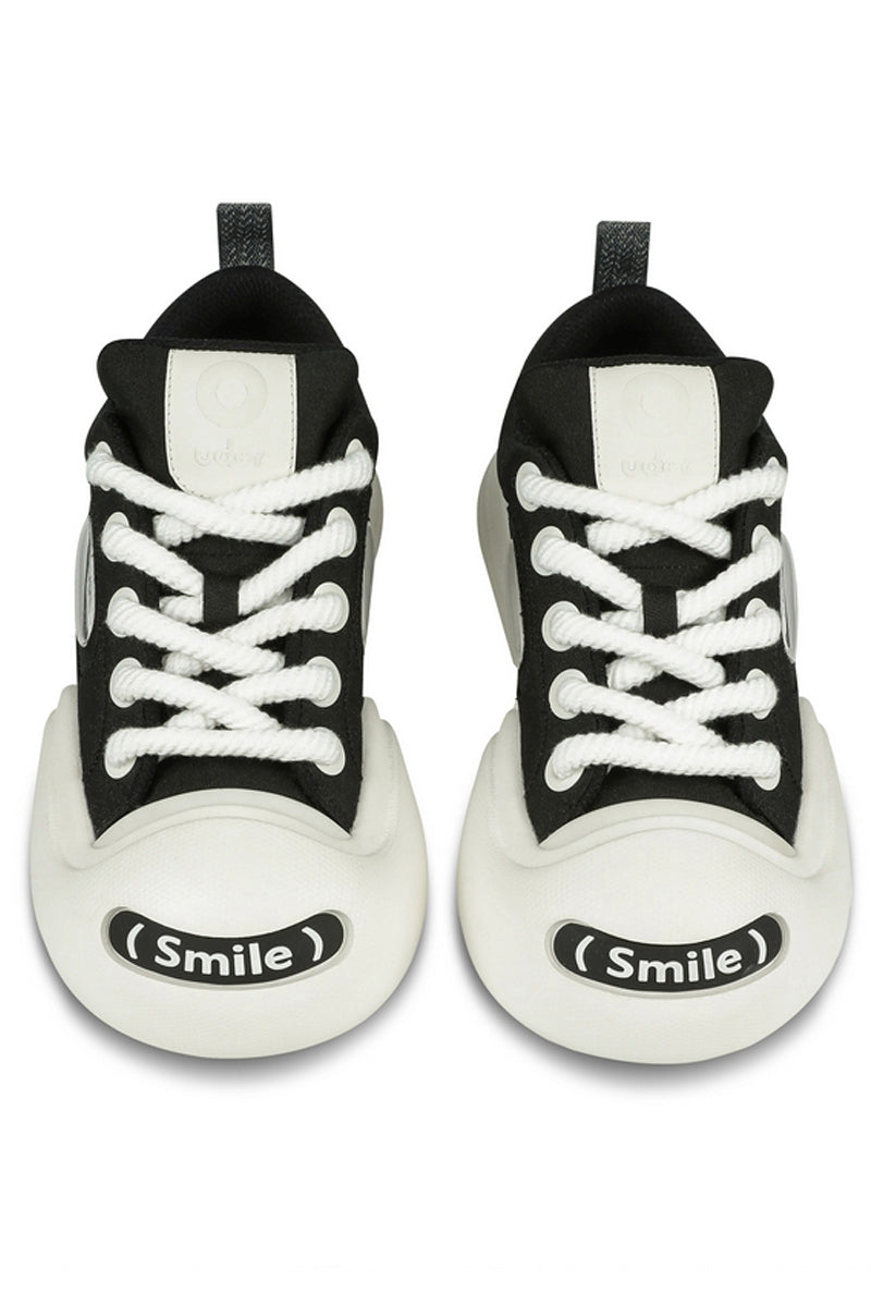 Classic Black White Platform Canvas Sneakers