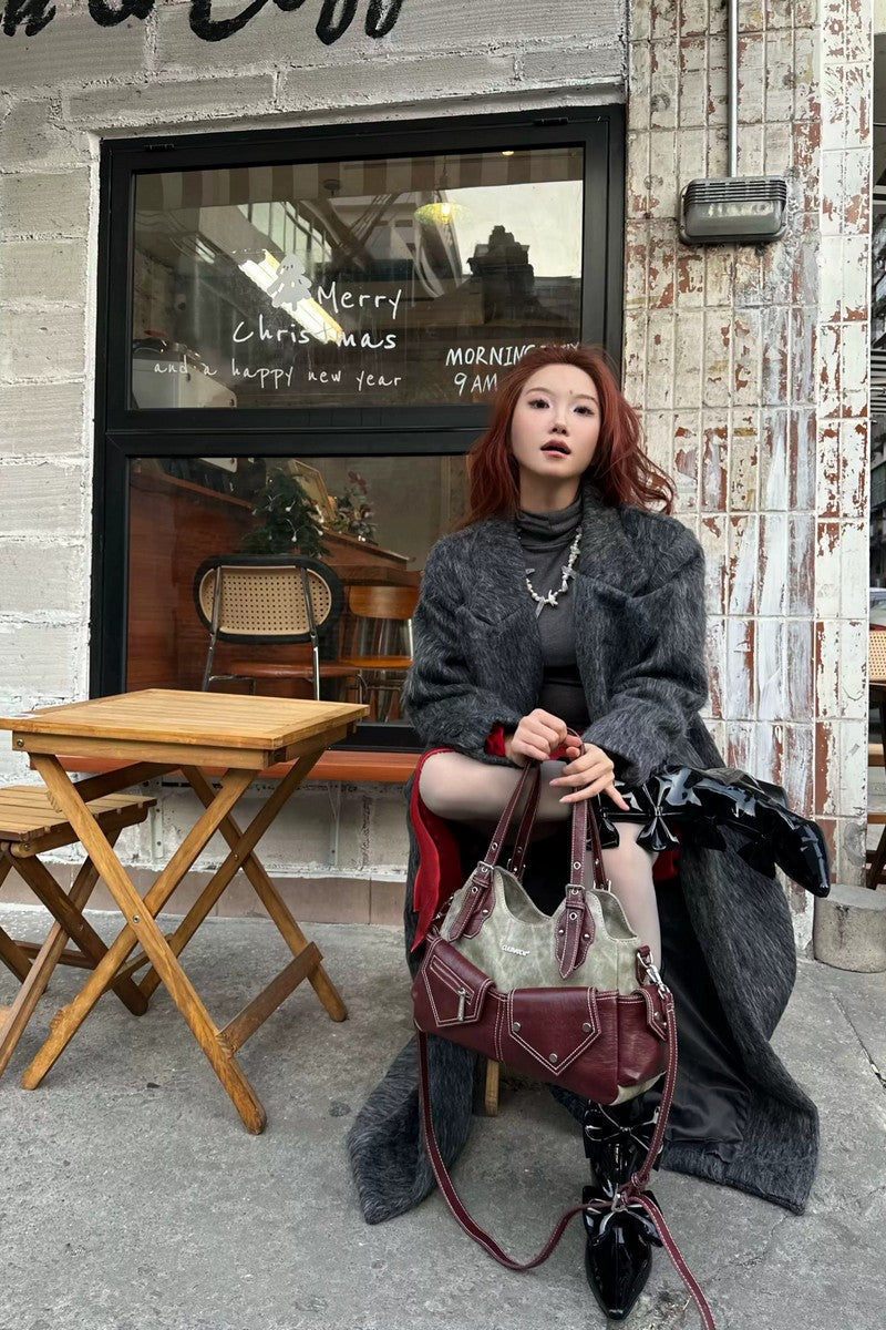 Distressed Multi-Pocket Satchel Bag