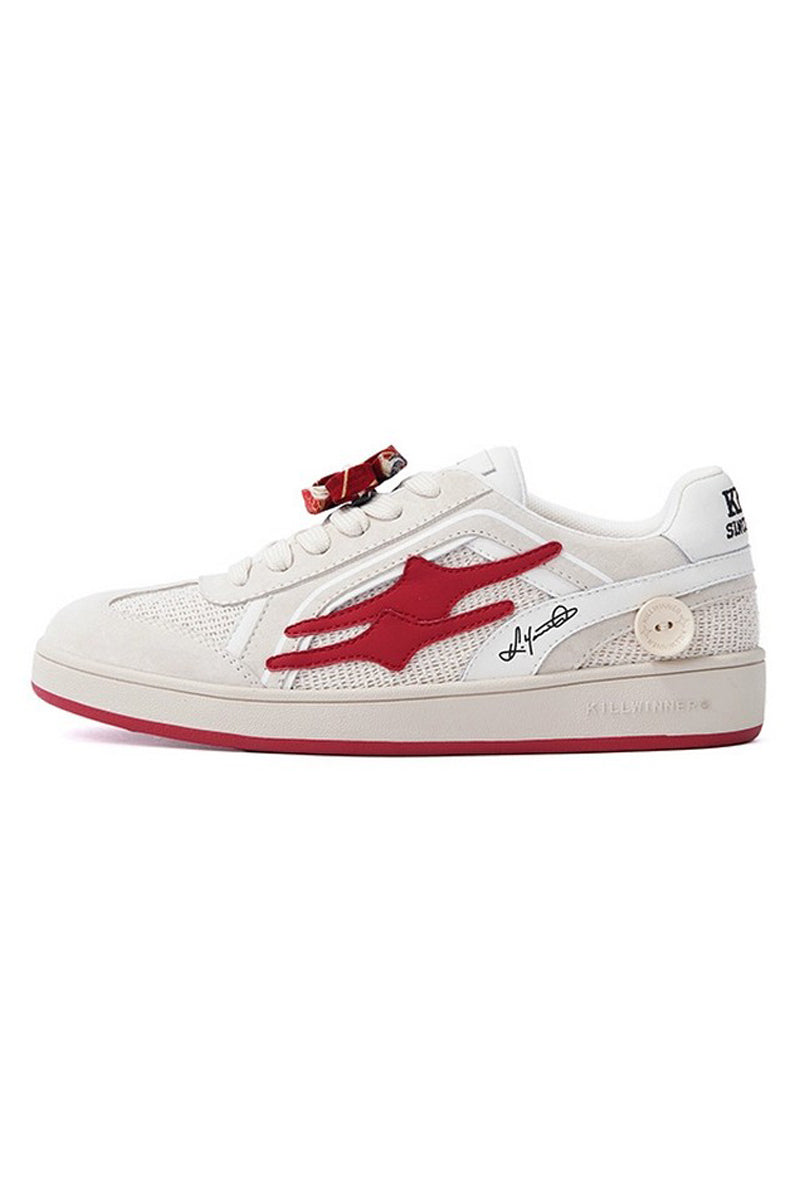 Red Bow Mesh Court Sneakers