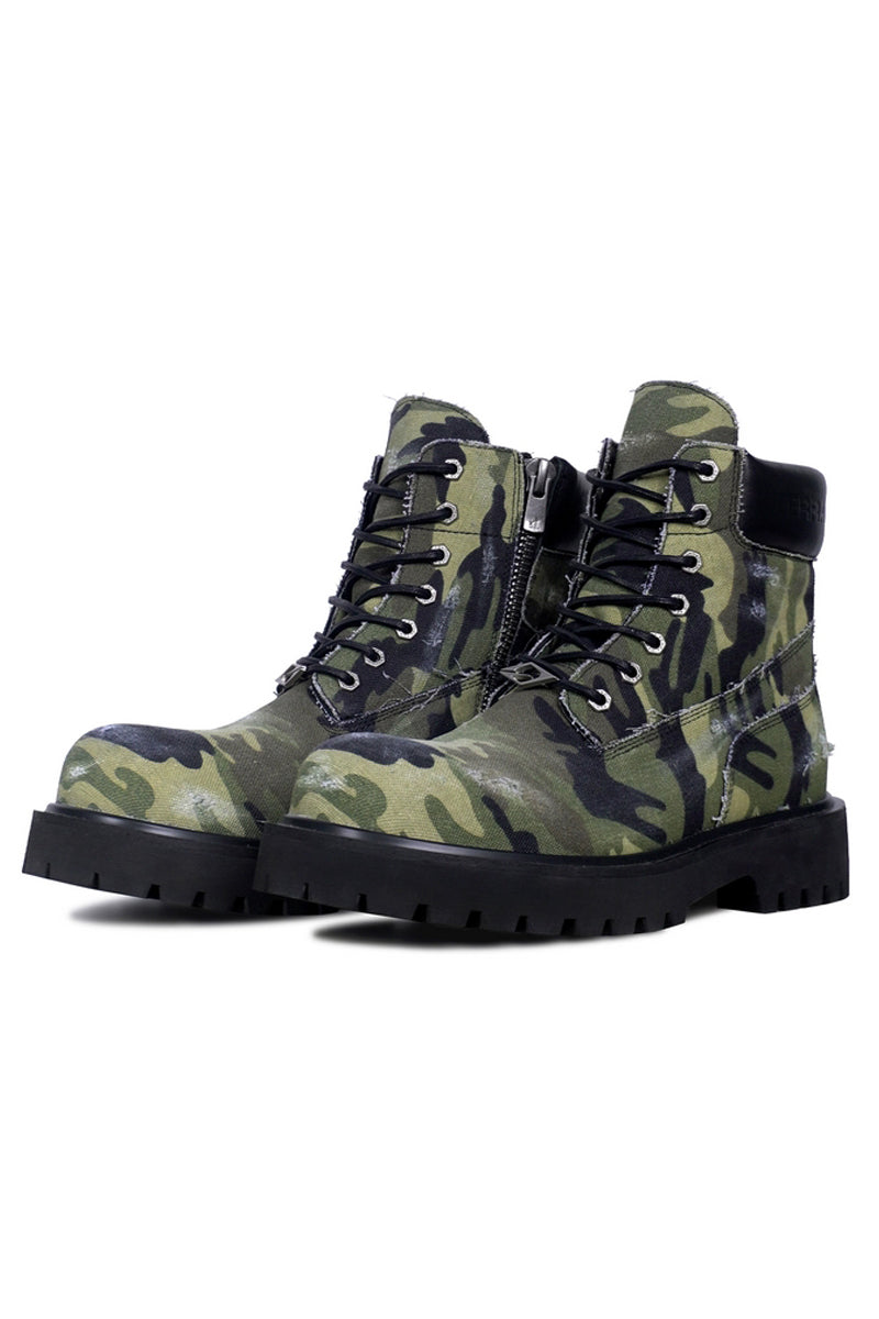 Camo Print Canvas Combat Boots