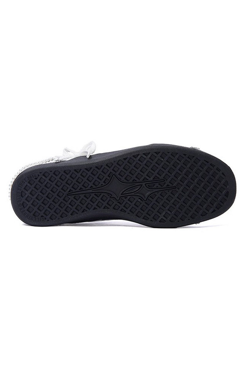 Pearl Black Lace Court Sneakers