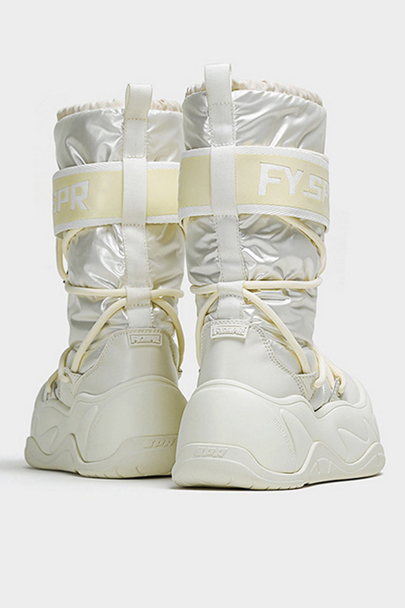 Metallic White Platform Winter Moon Boots