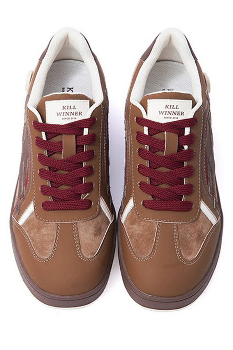 Brown Burgundy Leather Court Sport Sneakers
