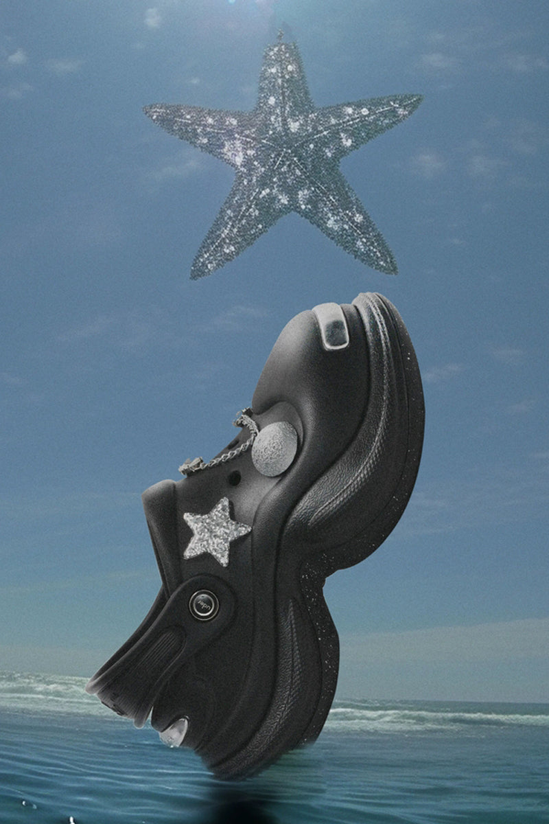 Glitter Star Platform Clogs