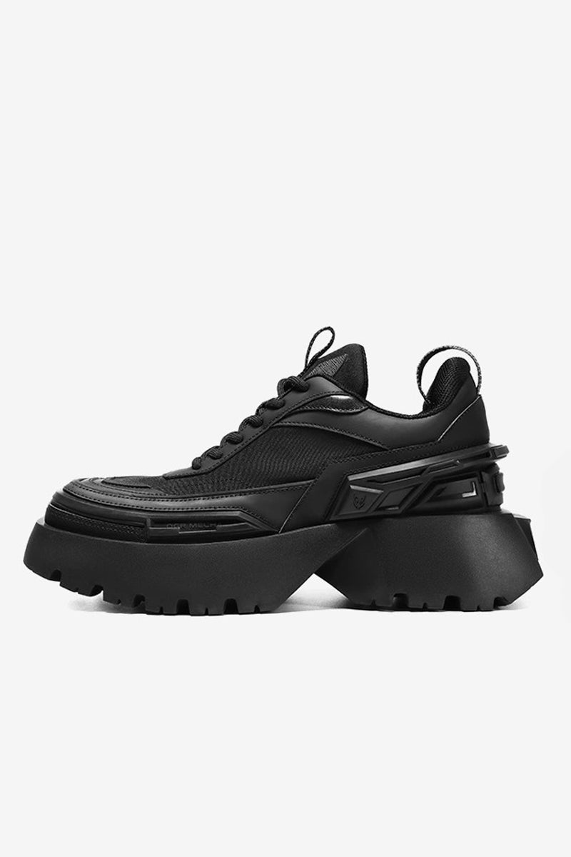 Square-Toe Platform Chunky Sneakers
