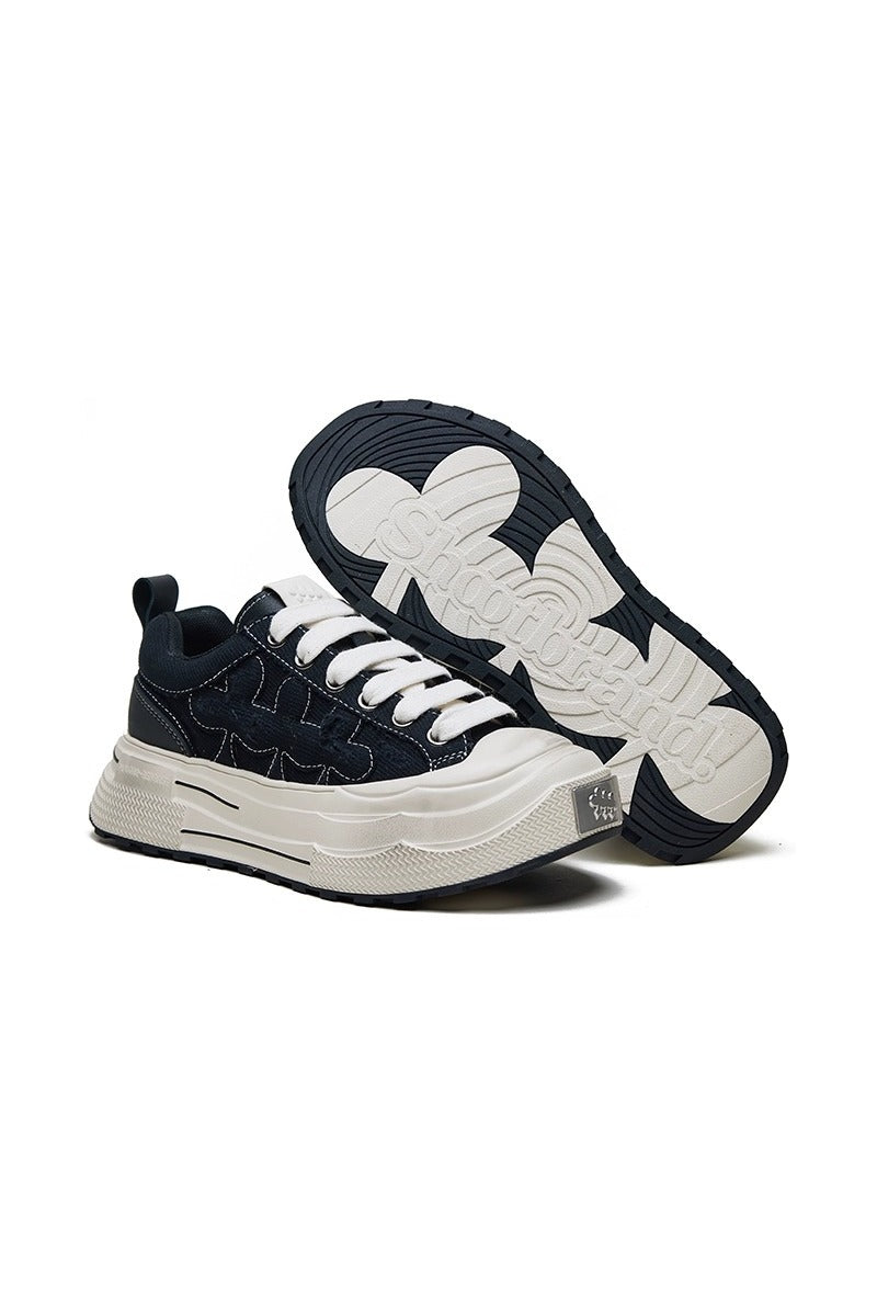 Pattern Platform Sneakers Black White